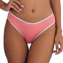 Women's Bikini Style Low Waist Peach Cotton Panty Contrast with Mint Blue Sparkled Lace at Waist | ELGANTE_EK-XF03-FWX4-image-7