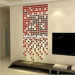 Atulya Arts 100 PCS (3 cm Each) Red Square Mirror Wall Stickers Decorative Wall Sticker 3D Mirror Stickers for Living Room Home décor (Red)-image-102