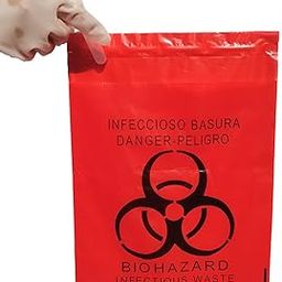 Seadasyoon 100pcs 11x15in/28x38cm Stick-On Biohazard Infectious Red Waste Bags (100pcs 11x15in/28x38cm)-picture-21