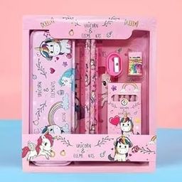 ECLET Unicorn Stationery Gift for Kids Unicorn Pencil Pouch Pencil Case for Girls Metal Geometry Box with Notepad, Pencil, Eraser & Sharpener School Stationary Kit Gift Set for Students Set of 12pc-image-59