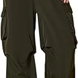 buynewtrend Women Loose Fit Parachute Trousers | High Waist Cargo Trouser Pant-picture-33