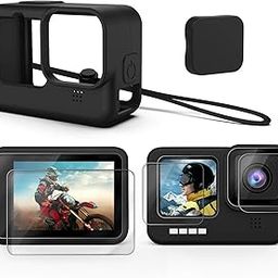 Yantralay Silicone Lanyard Sleeve Protective Cover + 6PCS Tempered Glass Screen Guard with Silicone Lens Cover Compatible with Hero12/11/10& 9 Black Action Camera Accessories-picture-23