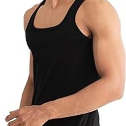 Regular Fit Square Neck Vest for Men | 100% Cotton Fabric, Anti-Bacterial Finish-image-30