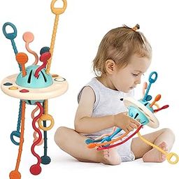RECLUSE Pull String Teething Baby Sensory Montessori Toys for Babies 6+ Months Girls & Boys | Simple Bubble &Sliding Balls for Fine Motor Skills Activity | Travel-Friendly for Toddlers | UFO-picture-29