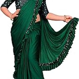 NILKANTHVARNI CREATION Kids Girls Lycra Blend Ready To Wear Saree With Sequence Blouse Piece (5-6 to 7-8 yrs) (Green)-20