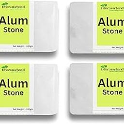 Dharamchand Ayurvedic centre Alum Stone Bar 400g Natural Fitkari Stone for Skin Tightening & Water Purification | Crystal White Alum Bar for Underarms & Shaving | Gentle & Effective Pack of 100g x 4-24