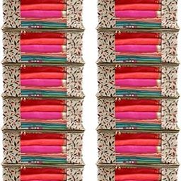 INNWYN Fabric Storage Box for Clothes, Sarees, Lehenga, Bedsheets, Floral Print Design, 40 x 33 x 22 cm (12)-image-63