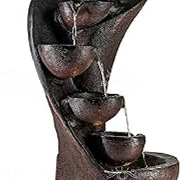 EXPLEASIA 7 Tiered Curved Water Fountain for Home, Water Fountain for Home vastu, Fountain for Home décor Waterfall, Fountain for Home décor Waterfall (Brown)-image-86