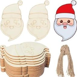 Christmas Santa Claus Wooden Craft Blank Wood Board Wall Art Unfinished Ornaments for Christmas Wedding Birthday Party Christmas Thanksgiving Day Decoration 20 Pcs Design Premarked Wooden MDF Base for DIY | for Decorations, Festival Gift, Wedding Decorations For Art And Craft Unfinished Slices of this Mdf Cutout-image-94