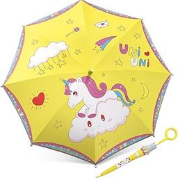 Kids Umbrella Sun Rain Umbrellas Lightweight Wind-resistant Glass Fiber 6-8Ribs Umbrella for Kids with Reflective Brim Design, for School, Camping, Outing-image-14