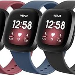 Tobfit Silicone Band for Fitbit Versa 3 4 Fitness Tracker, Soft Sport Strap for Fitbit Sense/Sense 2 Watch, Wristband with Metal Buckle for Men Women (3 Pack)-image-20