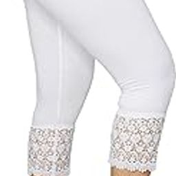 Women's Elegant Gpo Lace Capri Pants | Comfortable & Breathable Fabric | Perfect for Office, Casual | White | 42-image-72