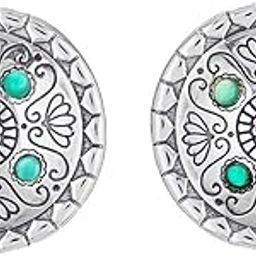 Jewellery 925 Sterling Silver Earrings | Floral Elements Shield Button Earrings for Women and Girls (Gift for Her)-image-42