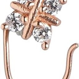 925 Sterling Silver Designer Rose Gold Plated Nose Pin | Gift for Women and Girls | With Certificate of Authenticity and 925 Hallmark-13