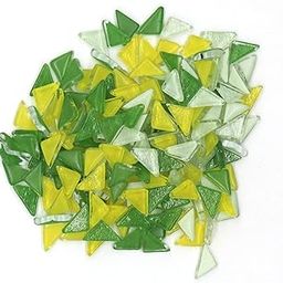 Sweven Art Mosaic Tiles, 15x15mm Size Triangles, 4mm Thick, Textured Glass, Green, Yellow & Light Green (Pack of 200Gms)-image-11