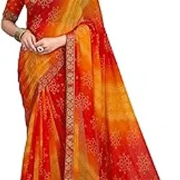 siril Women's Chiffon Bandhani Printed Saree With Unstitched Blouse Piece-picture-11