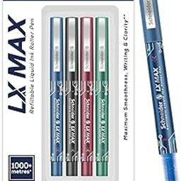 Luxor Schneider LX MAX roller ball pen, Pack of 4 - Assorted, Needle Tip, 0.5mm, 100% German Technology, 1000+ mtrs writing length, Waterproof Ink, Ideal for Students & Professionals-image-3