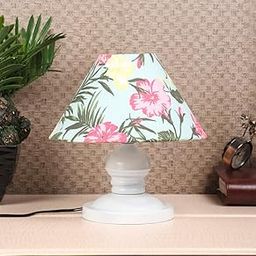 tu casa Table Lamps White Metal Base with Multi Floral Cotton (Floral Print) Shades for Home Décor, Bedrooms, Living Room, Gifting, Diwali Decoration, Dining Space, Study Room, Restaurants (H-10)-image-18