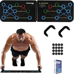 Strauss Multipurpose (16 in 1) function Push Up Board/Bars/Stand with Multiple Modes | Calisthenics,Gym and Excersing Equipment | Chest,Muscle,Triceps,Shoulders Workout | Both for Men and Women, Black-11