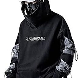Streetwear Techwear Hoodie Cyberpunk Tactical Mens Black Urban Hip Hop Japanese Sweatshirt-image-12