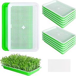 EBaokuup 10Packs Seed Sprouter Tray with Drain Holes - BPA Free Seed Garden Plant Germination Propagation Trays, Soil-Free Wheatgrass Tray Sprouter Microgreens Growing Kit with Germinating Paper-picture-25