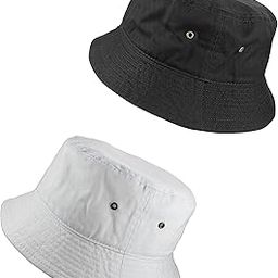100% Cotton Packable Fishing Hunting Summer Travel Bucket Cap Hat 1900-Black/White-S/M-3