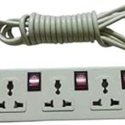 5 Meter Extension Board with 4 International Socket Computer, Surge Protectors Spike Buster, 250 Volts, 6 Amp Max 1000 Watt Load, White-image-68