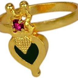 Ethnic Gold Plated Heart Enamel Finger Ring for Women-image-7