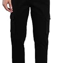 Solid Cotton Men's Casual Cargo Pant, Tapered Fit, Mid Rise, Ankle Length Multi-Pocket Stretchable Cargos for Men, Trousers-image-18