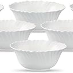 La Opala Diva, Classique Collection, Opal Glass Vegetable Bowl Set 6 pcs, Plain White-15