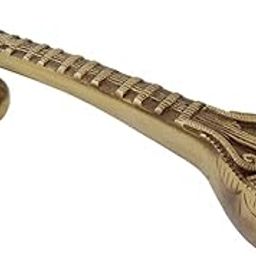 Two Moustaches Sitar Design 8 Inches Brass Door Handle, Brass Sitar Handle, Door Handles for Main Door, Standard, Pack Of 1-picture-2