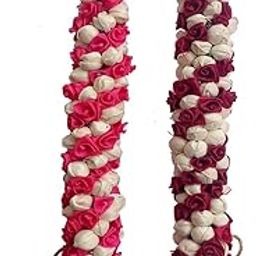 Bridal Hair Artificial Flower Mogra Gajra/Bun For Women/Grils (Wedding,Party) Pack-02,Multicolor-image-86