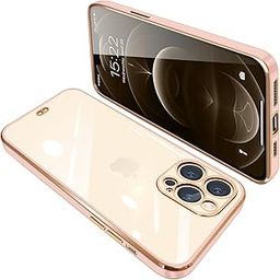 iPhone 12 Pro Max Case, Clear, Transparent, iPhone 12 Pro Max Cover, Smartphone Case, Shockproof, TPU, Plated, Silicone, Slim, Full Protection, Thin, Strap Hole, Drop Prevention, Pink-image-54