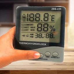 LABART 288-CTH THERMO-HYGROMETER Digital Hygro Thermometer with Clock Big 3 Line Display Meter-image-67