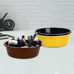 Homestic Pack of 3 Desk Organizer | Stationery Organizer | Multipurpose Organizer | Office Supplies for Pen-Pencil-Staplers | Desktop Organizer | 6 LTR | Yellow & Black & Brown-image-55