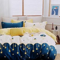 MORADO Glace Cotton Single Bed Quilt Cover/Duvet Cover/Rajai Cover/Blanket Cover with Zipper (60X90 Inches, Blue Yellow)-image-72