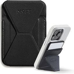 MOFT Magnetic Wallet Stand Compatible with iPhone 16/15/14/13/12 Series, Angle Adjustment & Magnetic Compatible MOVAS Phone Stand,Jet Black-12