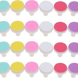 Ubervia 24Pcs Baby Nail File Pads Replacement Heads Electric Nail Grinder Heads Multicolor Abrasive Paper 2.0cm Nail File Replacement Pads-image-24