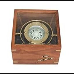 Handmade Ship Compass in Rose Wood Box, Vintage Gift & Decor-picture-24