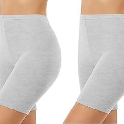 Bonjour Womens Cotton Slip Shorts for Under Skirt Shorts for Women & Girls High Waisted Women's Shorts | Stretchable Skin Fit Long Panty for Women & Girls Pack of 2-image-17