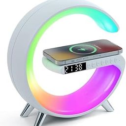 {15 𝐘𝐞𝐚𝐫𝐬 Warranty ) New Wireless G Speaker with Wireless Charging, Desk Lamp Bedside Night Light, Smart Light, Sound Machine, & Bedroom Home Decor in One-14