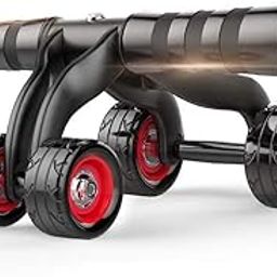 Automatic Rebound Design 4 Wheel Ab Roller With Knee Mat - Abdominal Workout Fitness Exercise Equipment, Black-image-39