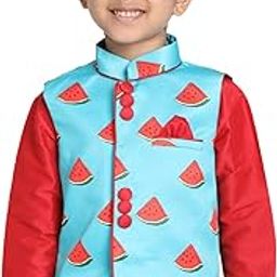Light Blue Cotton Silk Blend Boys Nehru Modi Jacket-picture-40