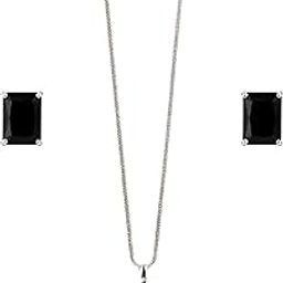 Artificial Stone Pendant Necklace for Women & Girls | Oxidised White Silver Chain | Party Wear Imitation Jewelry in Multiple Colors-image-68