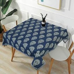 Texstylers Pure Cotton 36 x 36 Inches Floral 2 Seater Square Coffee Table Cloth Cover, Navy Blue-picture-23