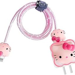 Tospania DIY Cable Protector Charger Wire Saver - Data Cable18W/20W USB-C Charger Line Protector-Compatible with iPhone 11 12 13 14 Pro Max (Pink Kitty)-28