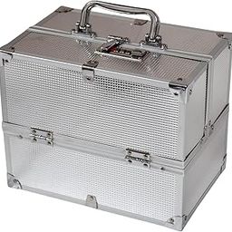 Makeup for Beauty Case Wedding Makeup Box Travel Large Vanity Mirror Storage Jewelry Bridal Box with Compartments and Lockable Design for Professional and Personal Use (Silver Makeup Bo)-image-10