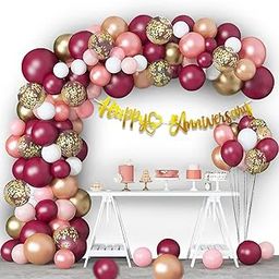 Party Propz Anniversary Balloons for Decoration - 63Pcs Happy Anniversary Decoration Items Kit | Happy Anniversary Balloons | Happy Anniversary Banner | Burgundy Balloons for Decoration (Cardstock)-image-81