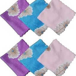 Traditional Mayurpankh Print Rumal – Soft Cotton Handkerchiefs for Baby, Kids, Women & Girls | Reusable & Skin-Friendly Face Napkin Set | Pack of 6 (25x25 cm)-31