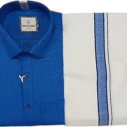 Multiway Men's Full Sleeve Cotton Shirt with Matching Dhoti Set - Traditional Ethnic Wear-30
